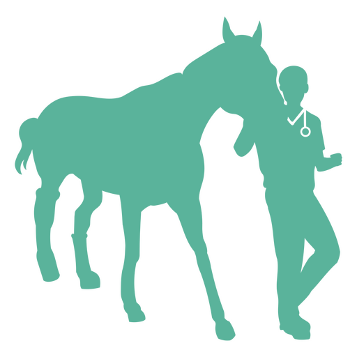 Silueta de una persona parada junto a un caballo Diseño PNG
