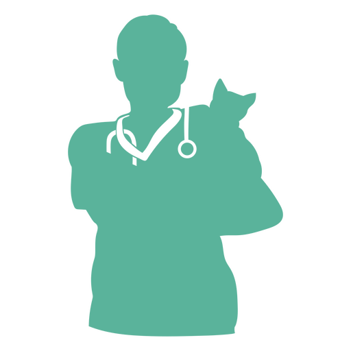 Silhueta de um veterinário segurando um gato Desenho PNG