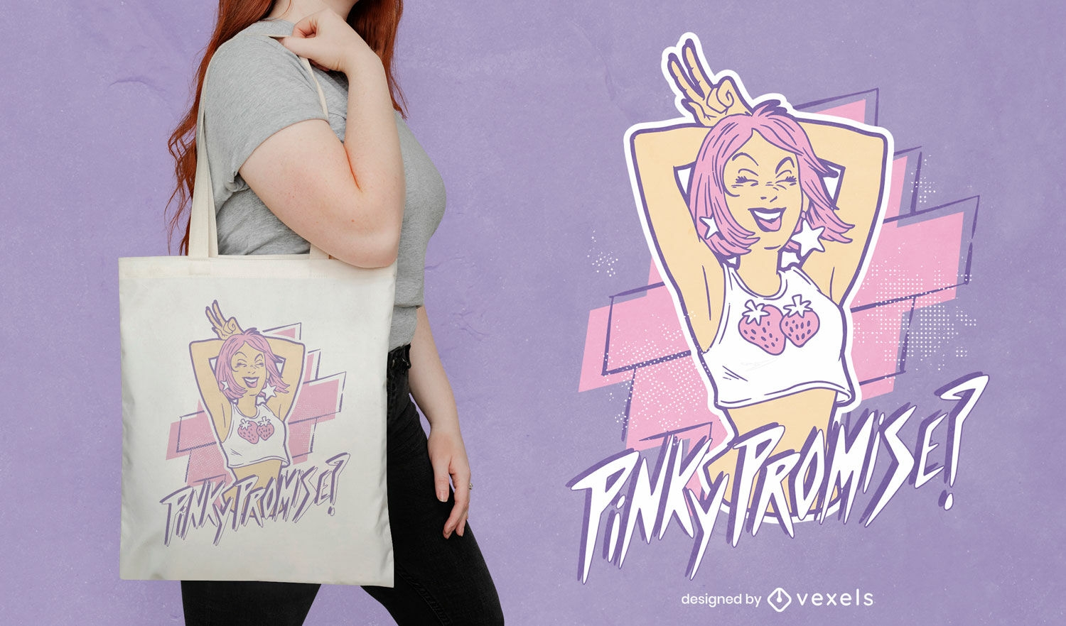 Pinky promise girl tote bag design