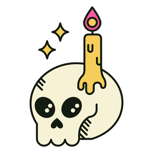 Skull with a candle on it PNG Design