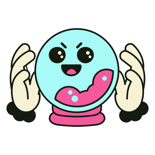 Blue and pink crystal ball with its mouth open PNG Design