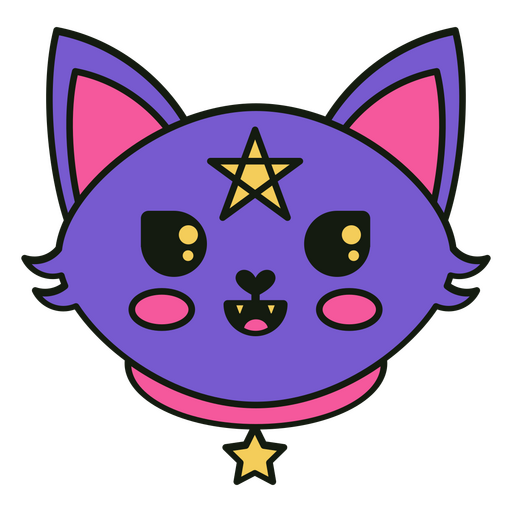 Gato satánico con una estrella en la cabeza. Diseño PNG