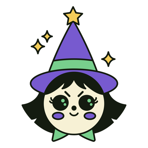 Cartoon witch wearing a witch hat PNG Design