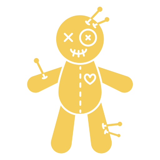 Yellow voodoo doll kawaii PNG Design