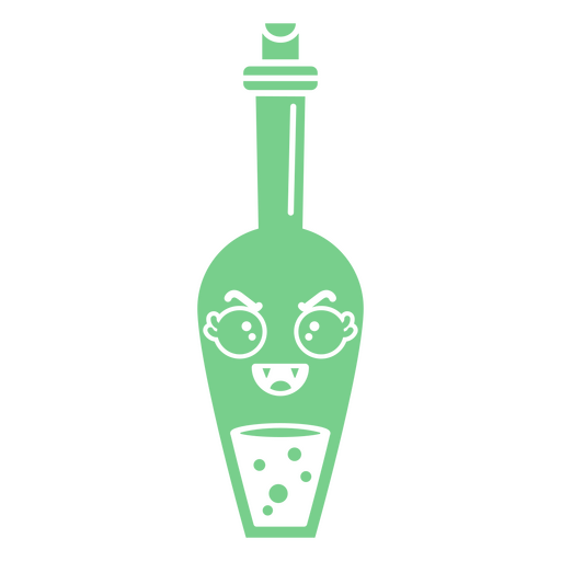Botella de veneno con cara kawaii. Diseño PNG