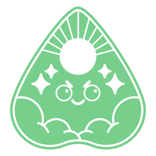 Ouija verde con cara kawaii Diseño PNG