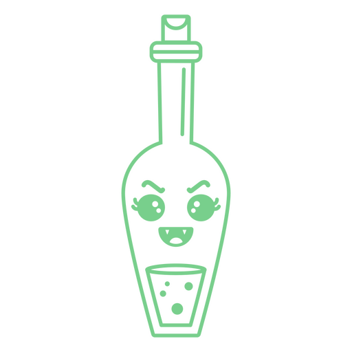 Veneno verde con una cara kawaii. Diseño PNG