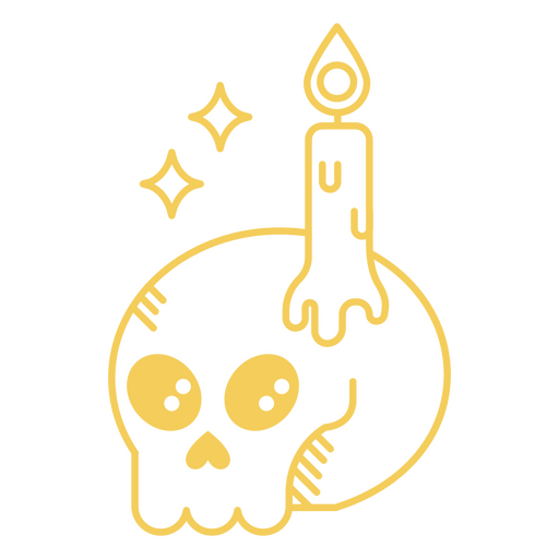 Skull with a candle stroke PNG Design