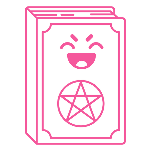 Pink book with a pentagram kawaii PNG Design
