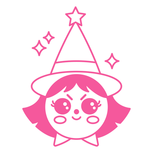 Pink witch with a hat PNG Design