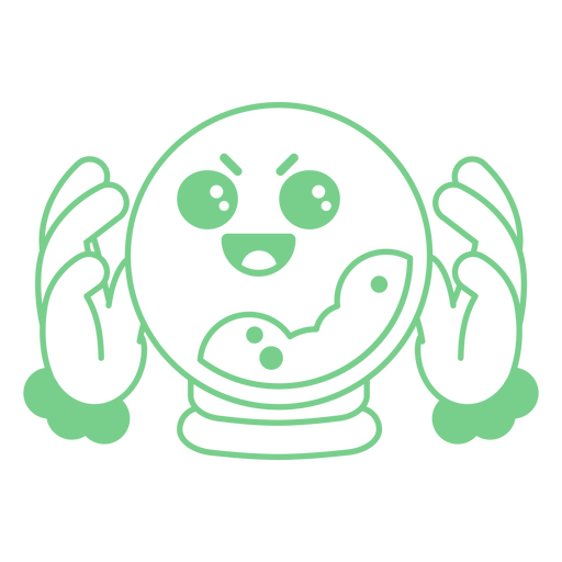 Grüner Zauberball mit einem wütenden Gesicht darauf PNG-Design