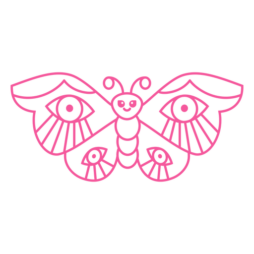 Trazo de mariposa rosa Diseño PNG