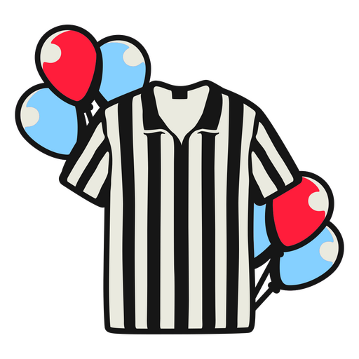 Camiseta de árbitro con globos. Diseño PNG