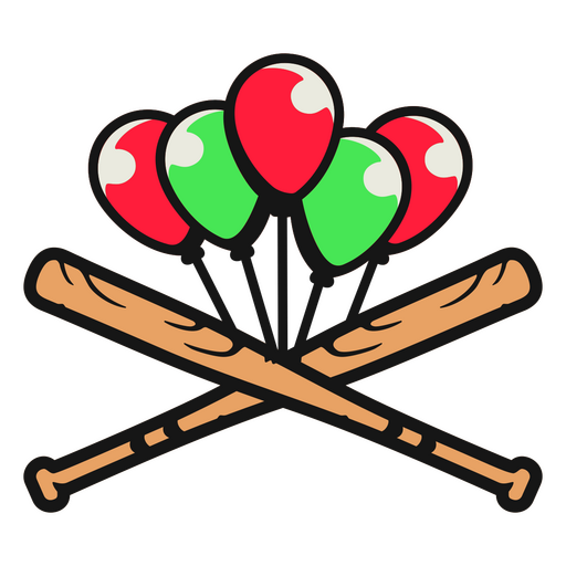 Baseball bats and balloons PNG Design