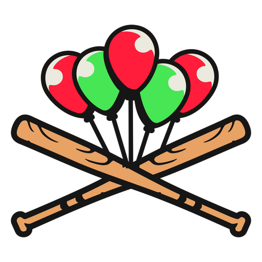 Baseballschläger und Luftballons PNG-Design