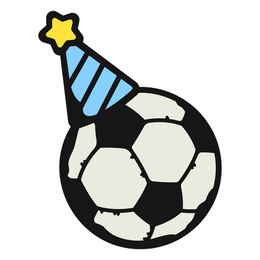 Bola de futebol com chapéu de aniversário Desenho PNG