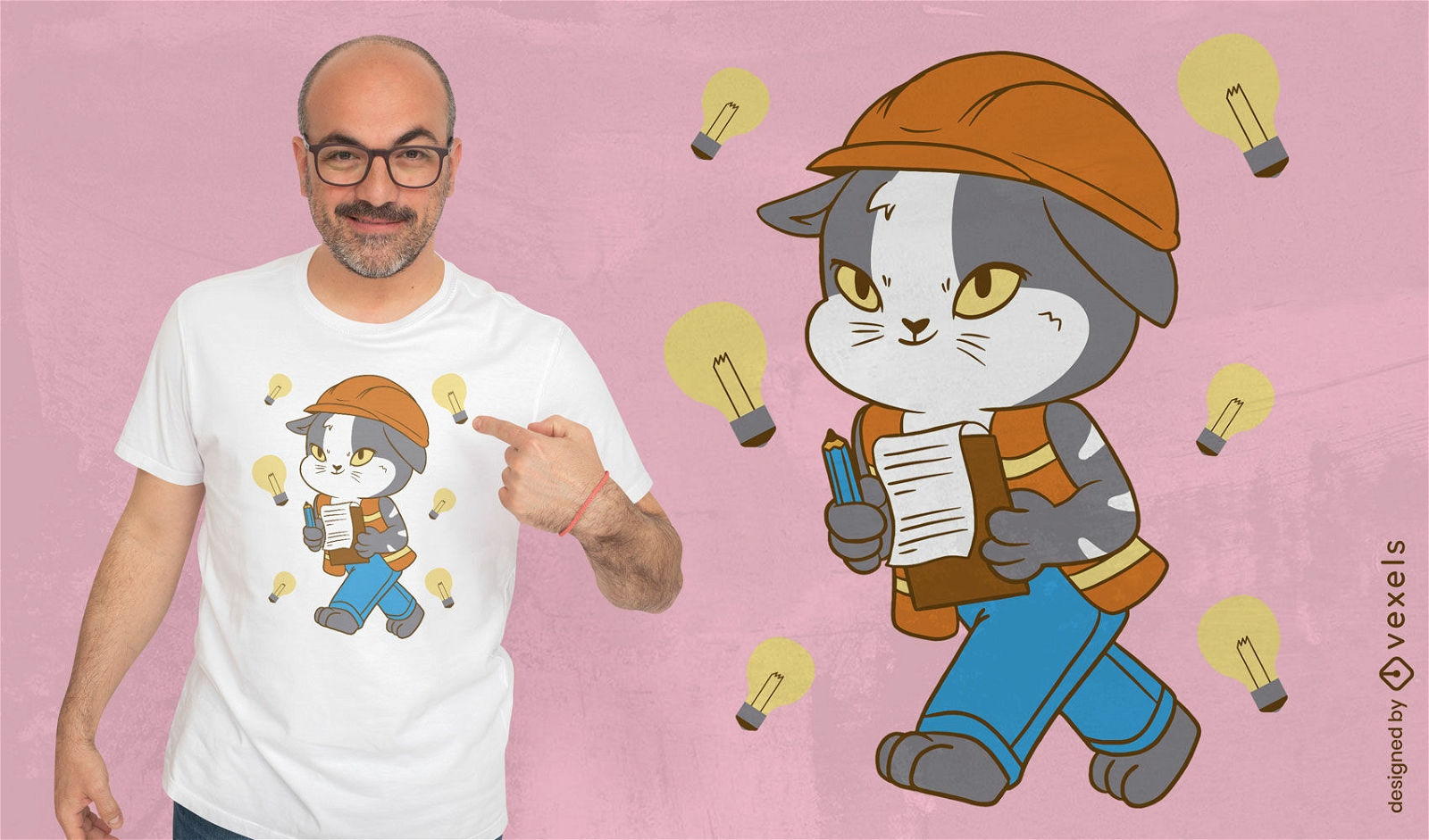Engineer cat t-shirt design