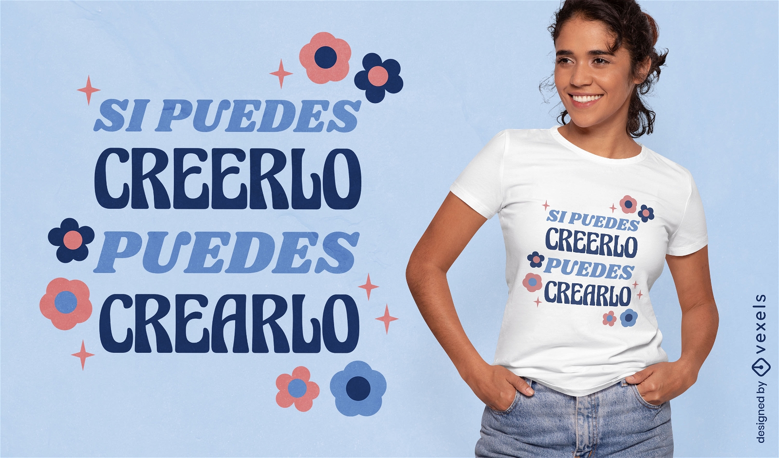 Cita motivacional en diseño de camiseta en español.