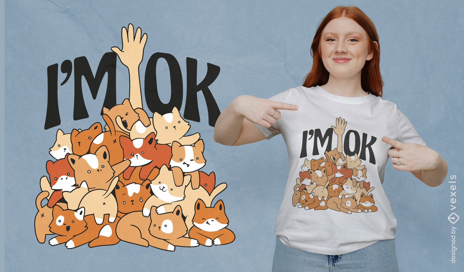 Lindo montón de gatos divertido diseño de camiseta