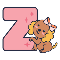 Animal kawaii alphabet Z letter