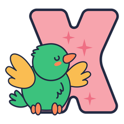 Animal kawaii alfabeto X letra Diseño PNG