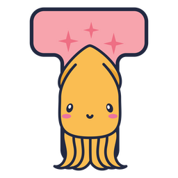 Letra T do alfabeto kawaii animal Desenho PNG