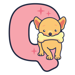 Tierisches Kawaii-Alphabet Q-Buchstabe PNG-Design
