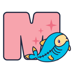 Letra M do alfabeto kawaii animal Desenho PNG