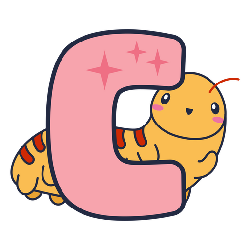 Animal kawaii alfabeto C letra Diseño PNG