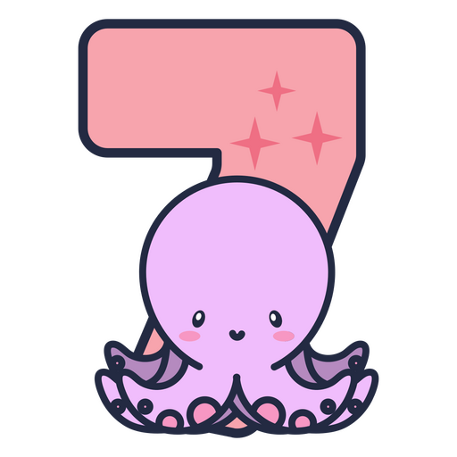 Animal kawaii alphabet 7 number PNG Design