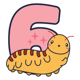Animal kawaii alfabeto 6 número Diseño PNG