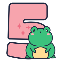 Animal kawaii alfabeto 5 número Diseño PNG