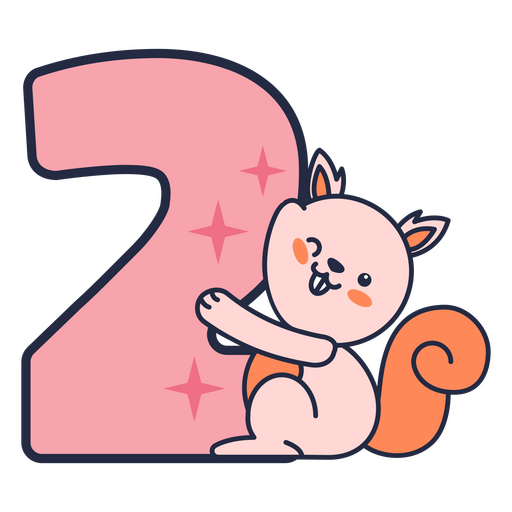 Número do alfabeto 2 animal kawaii Desenho PNG