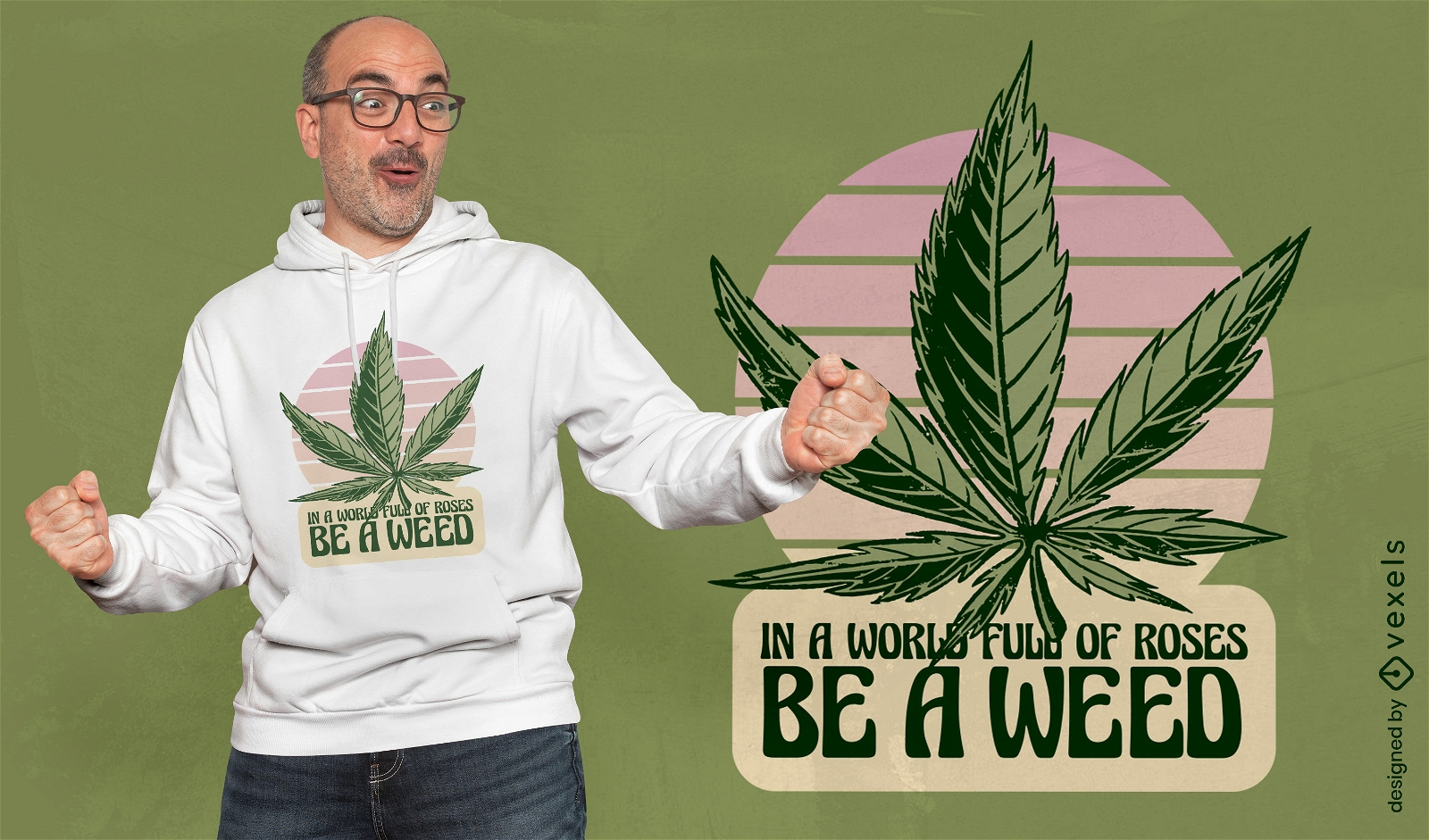 Diseño de camiseta de naturaleza de hojas de marihuana.