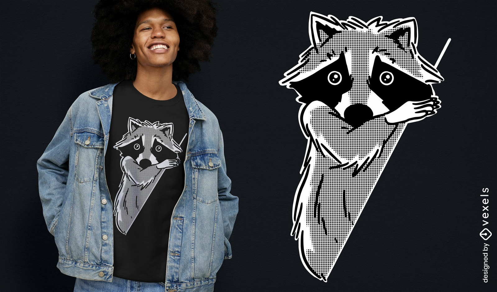Diseño de camiseta de mapache asomándose