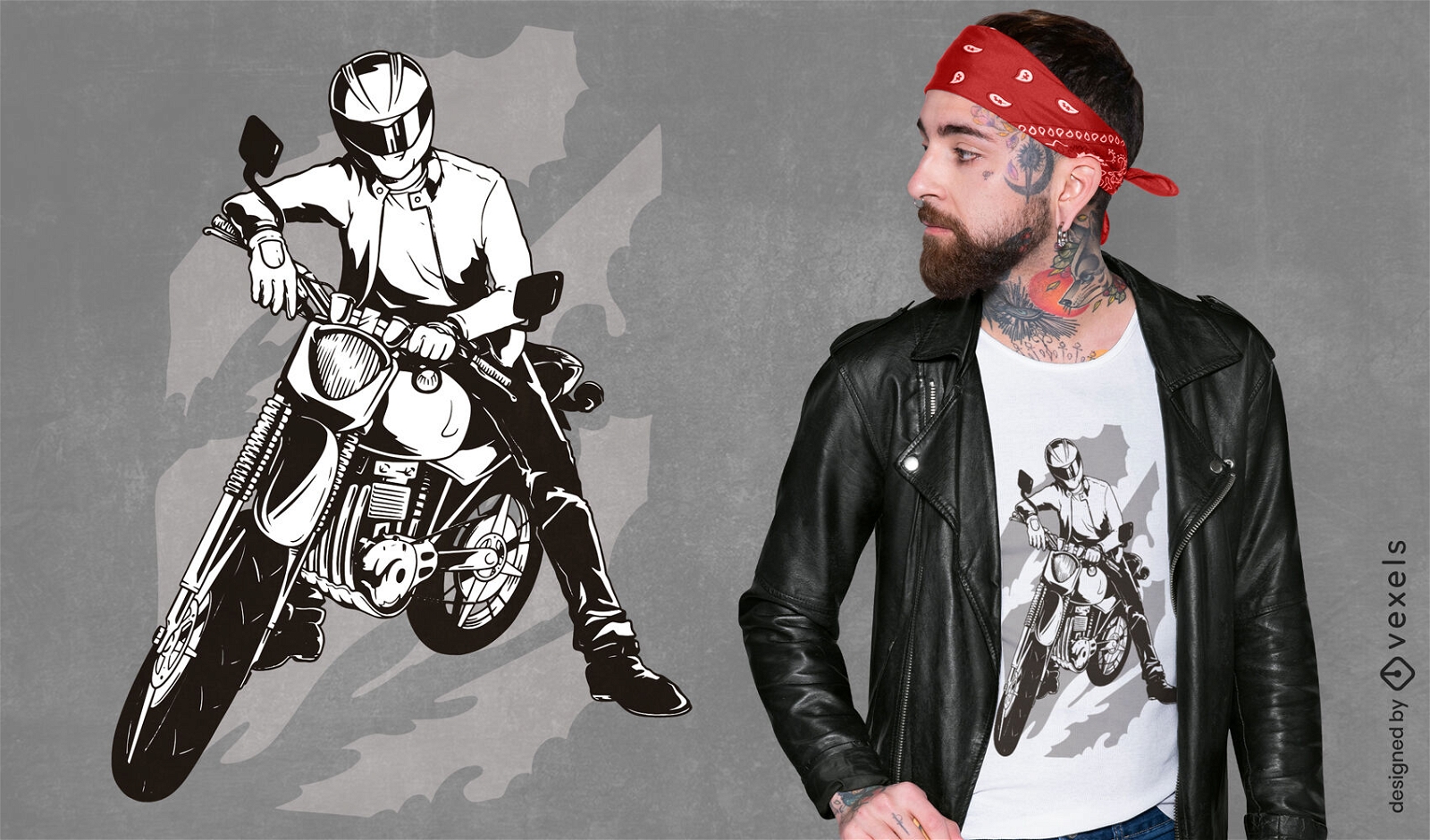 Persona con diseño de camiseta de moto.
