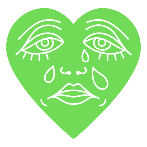 Green heart with tears on it PNG Design