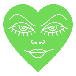 Design PNG E SVG De Coração Verde Com Um Rosto Alienígena Para Camisetas