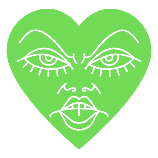 Green heart with an angry face on it PNG Design