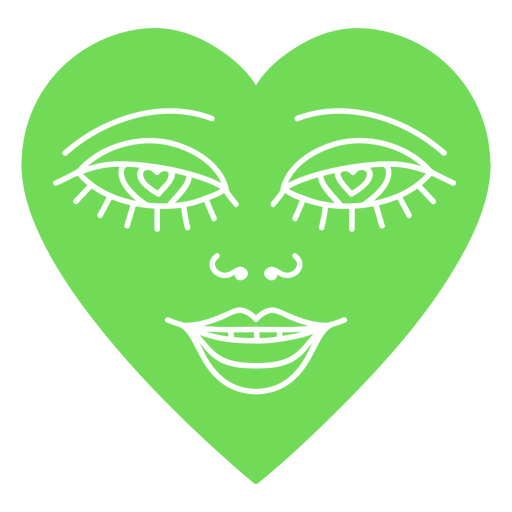 Green heart with eyes on it cutout PNG Design