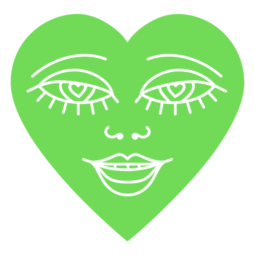 Recorte de corazón verde con ojos puestos Diseño PNG