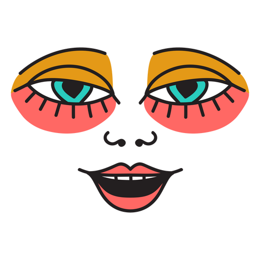 Illustration of a woman's face with colorful eyes PNG Design