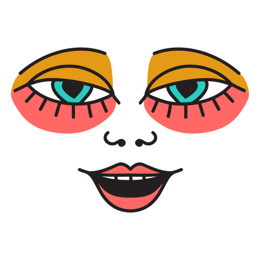 Ilustra??o do rosto de uma mulher com olhos coloridos Desenho PNG