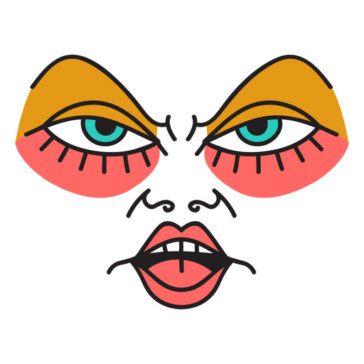 Woman's face with blue eyes and yellow eyes PNG Design