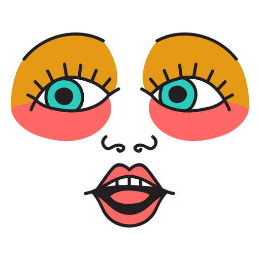 Illustration of a woman's face with colorful eyes PNG Design