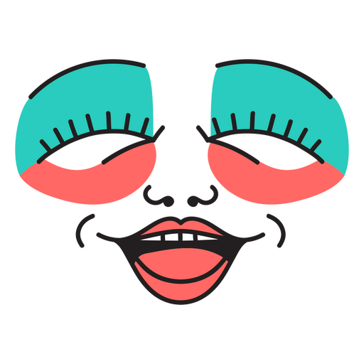 Black face with pink and blue eyelashes PNG Design