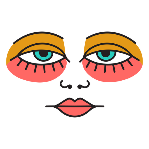 Rosto de mulher com olhos azuis e lábios rosados Desenho PNG