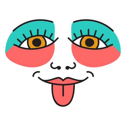Cartoon face with a tongue sticking out PNG Design