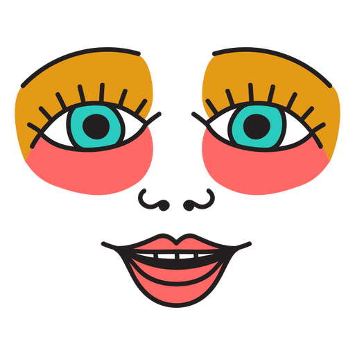 Cartoon face with colorful eyes PNG Design