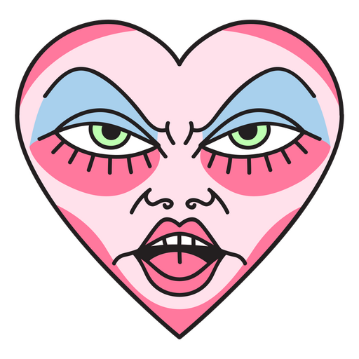 Coração rosa com rosto irritado de mulher Desenho PNG